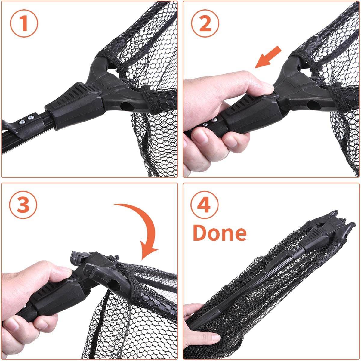 collaspisble fishing net Foldable Collapsible Telescopic Fishing Net Durable Strong Safe Catch and Release Fish Landing Net FN001 16"/40cm