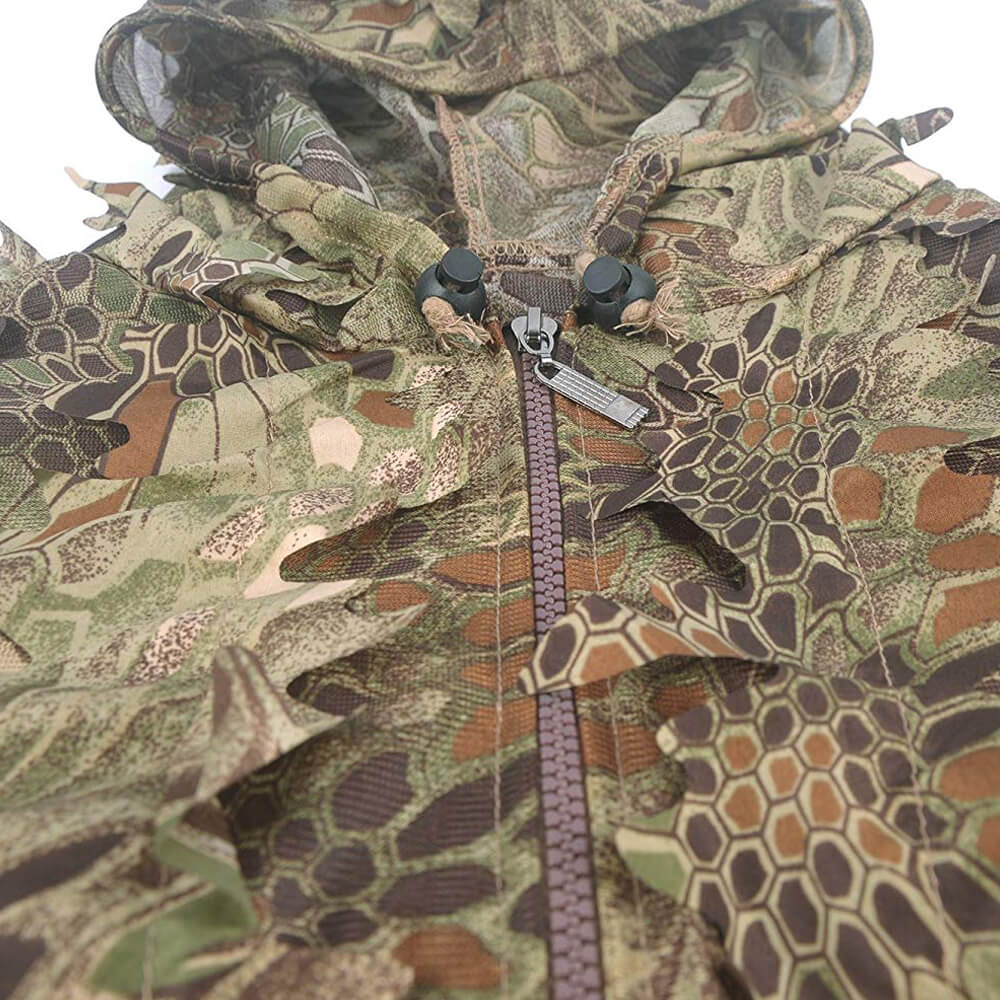 Outdoor Camouflage Ghillie Poncho 3D Leaves Hunting Cape Cam Cloak Stealth Ghillie  Suit for Hunting Bird Watch Military Woodland