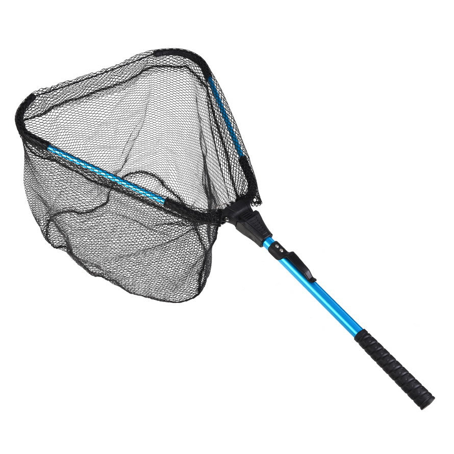 32 80cm Retractable Aluminum Alloy Single Triangular Ultra-Light Folding Handle Fishing Landing Net FN003 Blue