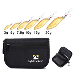 Kylebooker – sac de rangement pour leurres de pêche, avec cuillère en métal 5g 7.5g 10g 15g 20g