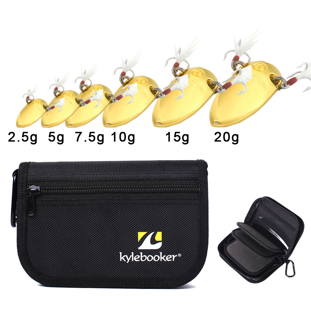 Kylebooker Fishing Lure Storage Bag with 5G 7.5g 10g 15g 20g Metal Spoon Lure BB01-Lure-301302