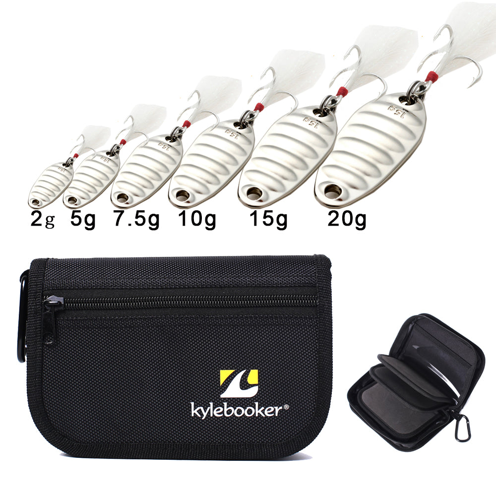 Kylebooker Fishing Lure Storage Bag with 5G 7.5g 10g 15g 20g Metal Spoon Lure BB01-Lure-301308