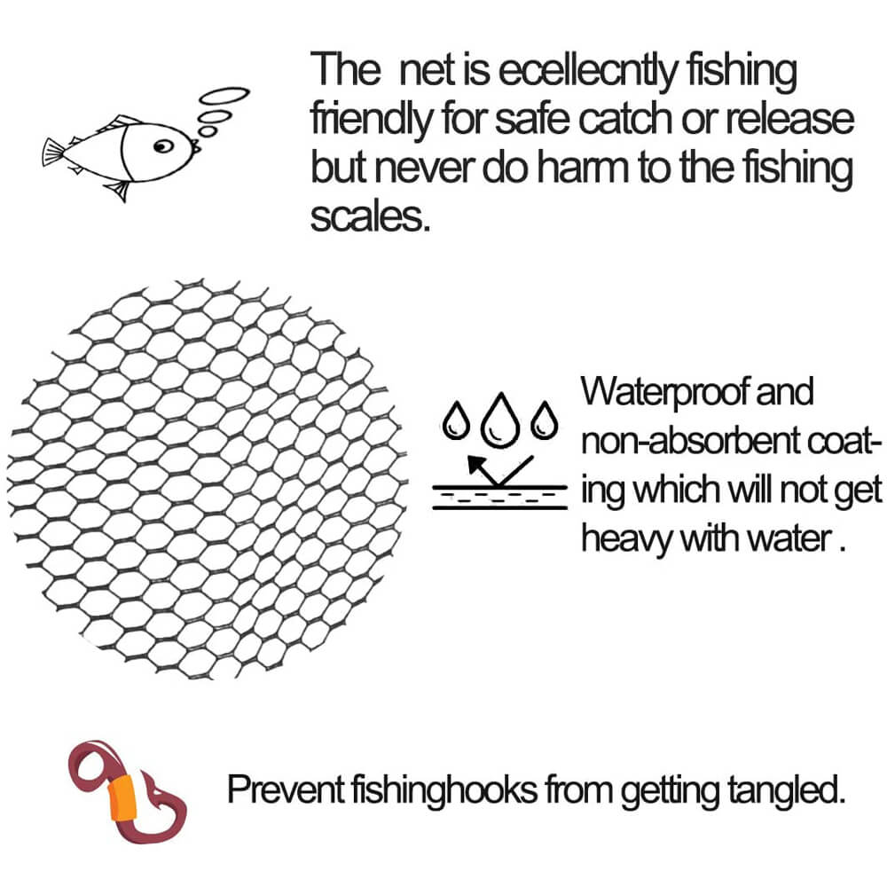 Foldable Collapsible Telescopic Fishing Net Durable Strong Safe Catch and Release Fish Landing Net FN001