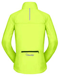 Jaqueta de ciclismo feminina corta-vento, impermeável, à prova de vento, capa de chuva com zíper completo, reflexiva, leve