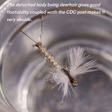Kylebooker 6 uds #10 #12 #14 CDC ala de plumas Mayfly pelo de venado cuerpo mosca seca río rocoso trucha pesca moscas cebo señuelo