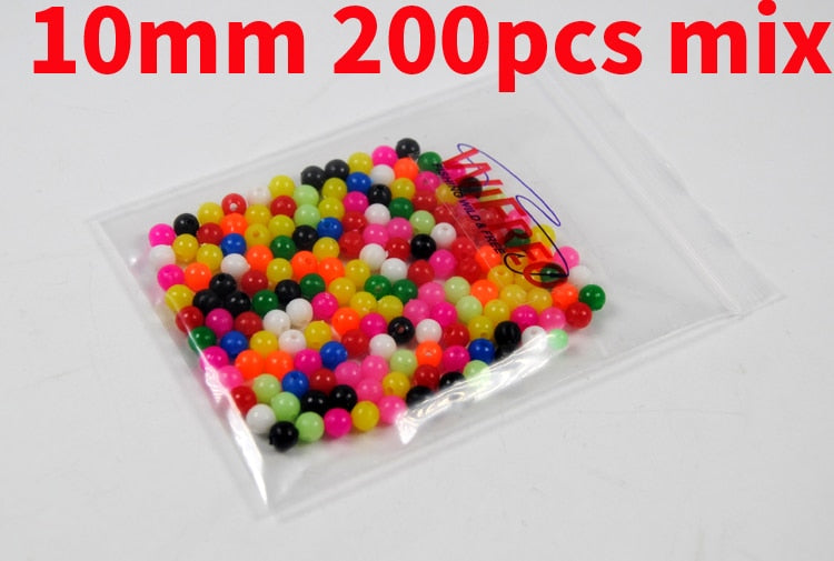 Kylebooker 200 Uds. Aparejos de pesca mezclados de varios colores topes de cuentas de plástico para señuelos giratorios Sabiki DIY 4mm 5mm 6mm 8mm 10mm