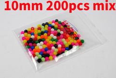 Kylebooker contas de plástico para equipamento de pesca, 200 peças de múltiplas cores misturadas para isca giratória sabiki diy 4mm 5mm 6mm 8mm 10mm