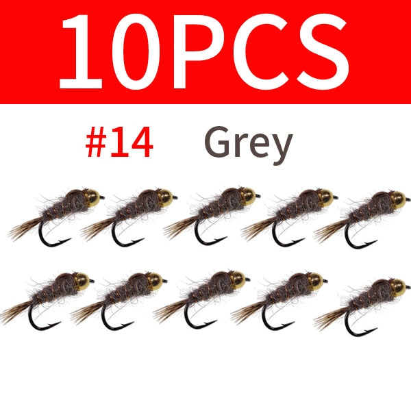 Kylebooker 10 pièces tête de perle lièvre oreille nymphe mouche queue de faisan artificiel nymphe appât truite leurres pêche à la mouche