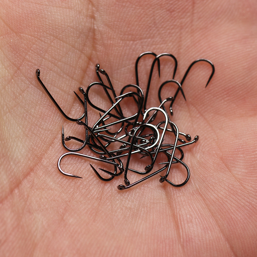 100PCS 8#-22# Barbed & Barbless High Carbon Steel Fly Tying Hook Dry Wet  Nymph