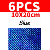 Kylebooker [6 pièces] 10 cm x 20 cm film adhésif holographique ruban flash pour la fabrication de leurres matériel d'attache de mouche rouge vert bleu argent violet vert