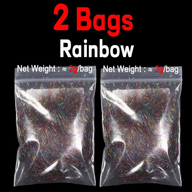 Kylebooker 2 bolsas para atar moscas Ice Dub Scud Dub para ninfa Scuds Fibra de ala de hielo Material de tórax Flash Sparkle Agregar material de mezcla