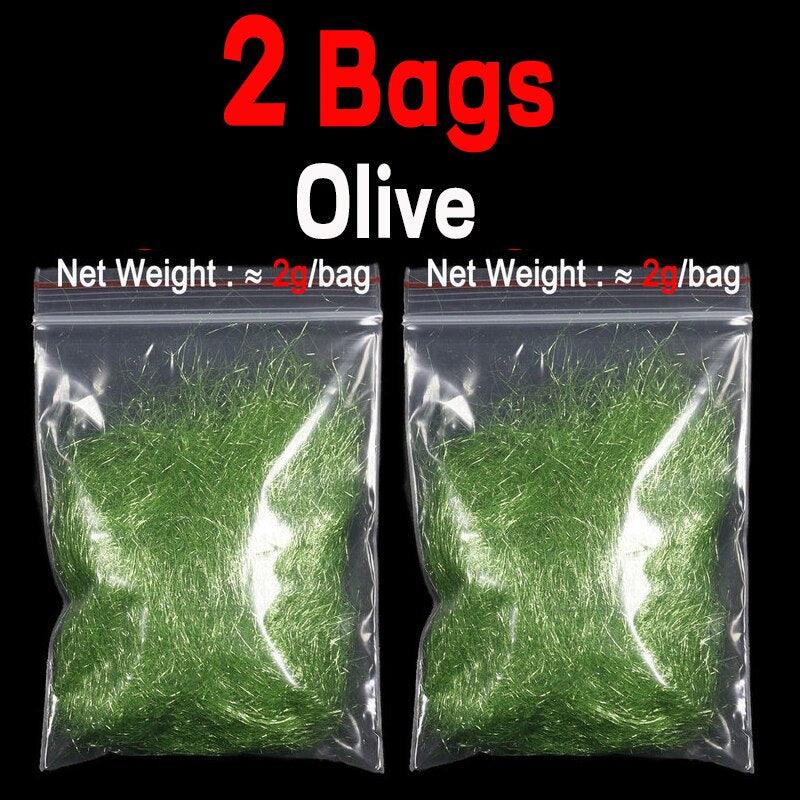 Kylebooker 2Bags Fly tying Ice Dub Scud Dub for Nymph Scuds Ice Wing Fiber Thorax Material Flash Sparkle Addding Blending Material