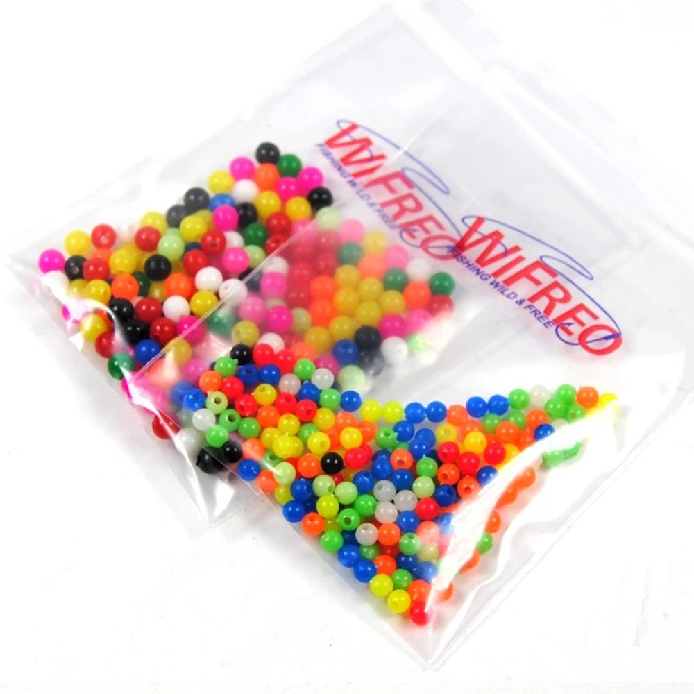 Kylebooker 200PCS Multiple Color Mixed Fishing Rigging Plastic Beads Stops for Lure Spinners Sabiki DIY 4mm 5mm 6mm 8mm 10mm