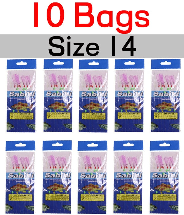 Kylebooker 10 Beutel 6 Fliegen Pink Flasher Köderfänger Rig Makerel Sabiki Rigs Salzwasser Künstliche Angelhaken Köder Großhandel Größe 8 10 18