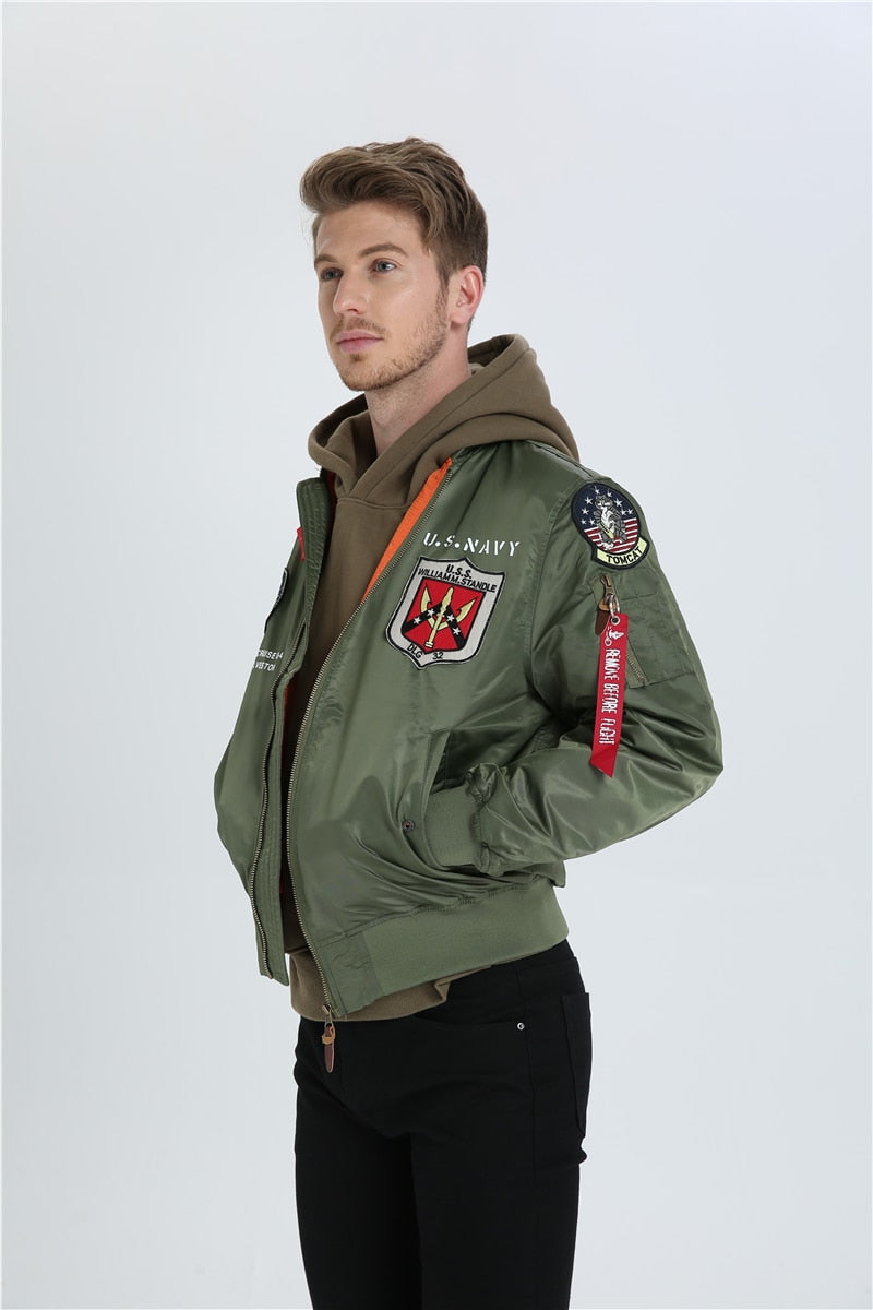 Мужская легкая куртка-бомбер с флагом США MA-1, ветровка с нашивками