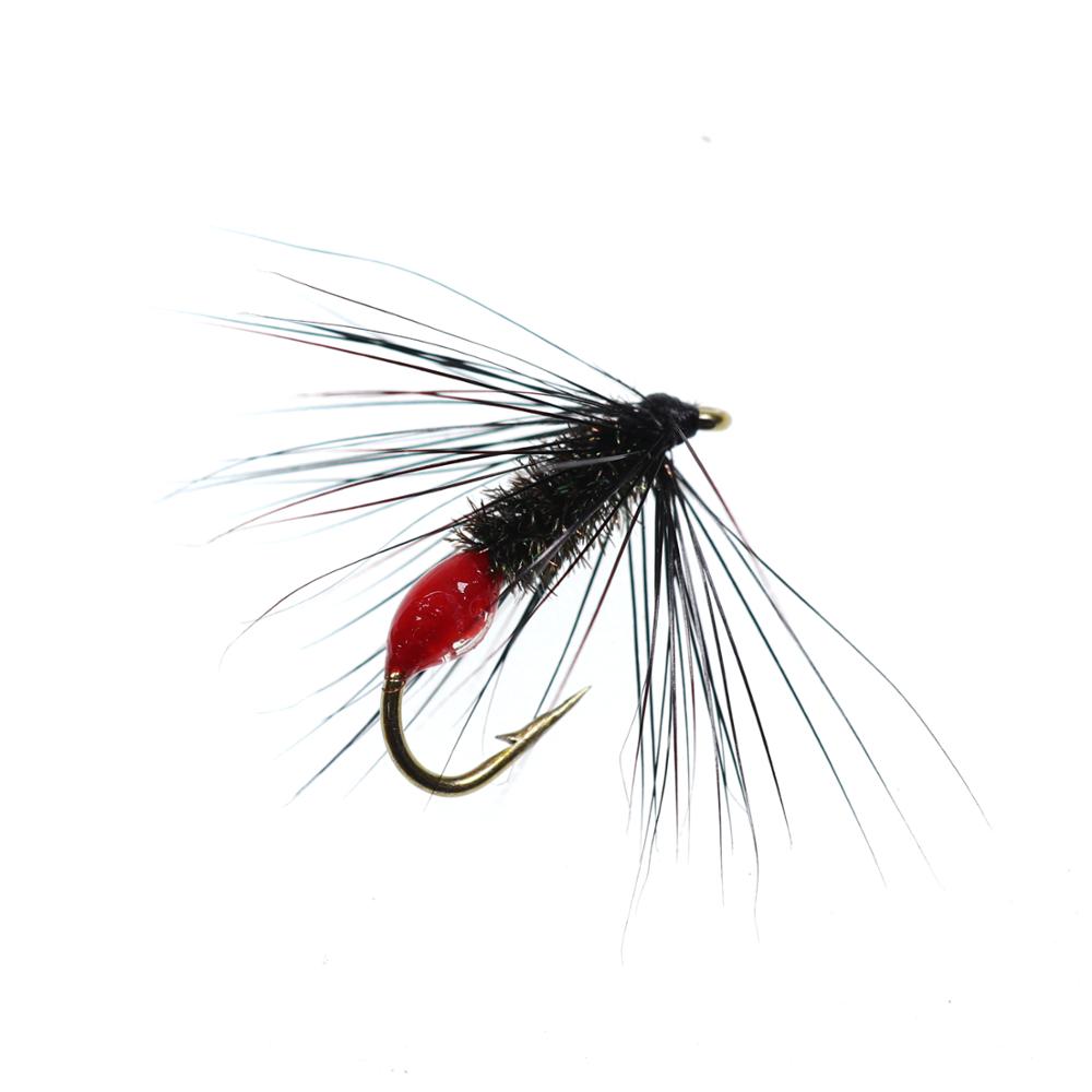 Kylebooker 6 uds #12 Soft Hackle Red Butt pesca con mosca ninfa señuelo artificial húmedo cebo para pescar trucha hormiga
