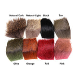 Kylebooker 5X5cm Fly Tying Deer Hair Patches Caddis Dry Fly Tying Material Natural and Died Orange Black Red Green