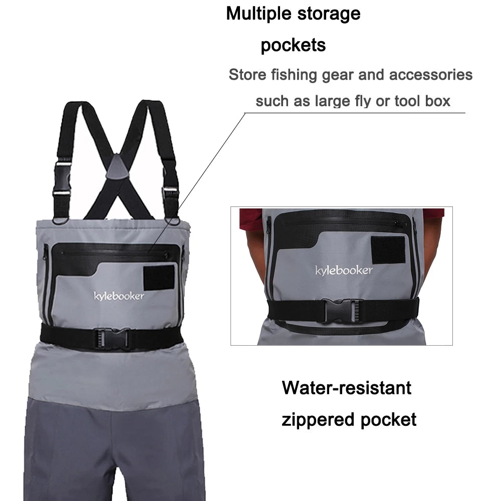 Kylebooker Five Layer Fabric Breathable Stockingfoot Chest Waders KB00