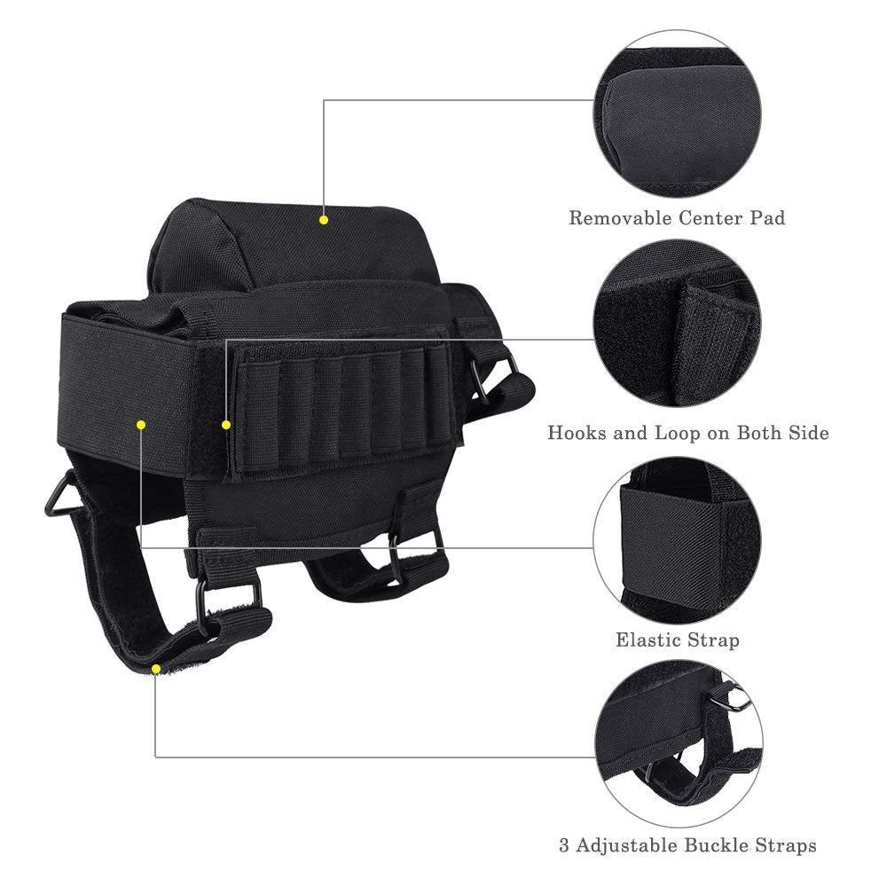 Tactical Buttstock Rifle Cheek Reser Pouch Riser Pad Ammo Cartridges Holder Carrier Pouch Rund Shell for 308/300 Winmag#7814