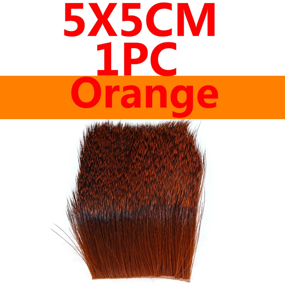 Kylebooker 5X5cm Fluebinding Hjortehårlapper Caddis Tørfluebindingsmateriale Naturlig og død Orange Sort Rød Grøn