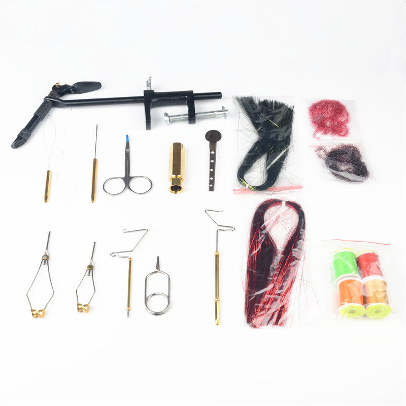 Standardowy zestaw narzędzi do wiązania much z imadłem, narzędziami i podstawą