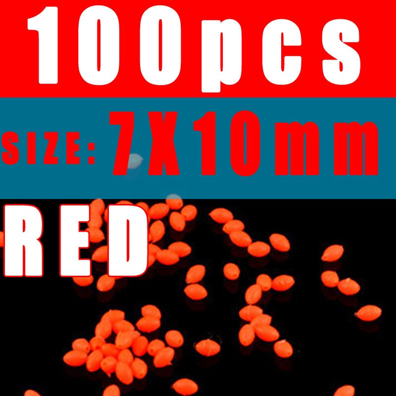 Kylebooker 100 sztuk owalne miękkie gumowe świecące koraliki wędkarskie świecące koraliki do jajek Fly kotwiczka zestawy wędkarskie świecące zielone i czerwone