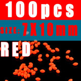 Kylebooker 100PCS Ovale Zachte Ruber Lichtgevende Viskralen Gloeiende Kraal Voor Egg Fly Dreg Vissen Rigs Glow Groen & rood