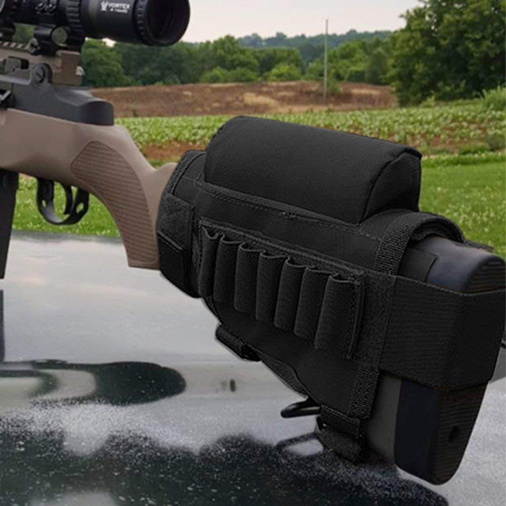 Tactical Buttstock Rifle Cheek Rest Pouch Riser Pad Ammo Cartridges Holder Carrier Pouch Round Shell for 308/300 Winmag#7814