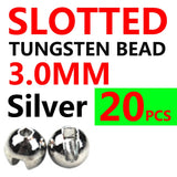 Kylebooker 20PCS 2.5mm-3.5mm Slotted Tungsten Beads Fast Sinking Beadhead For Jig Nymph lures Accessories Fly Tying Material