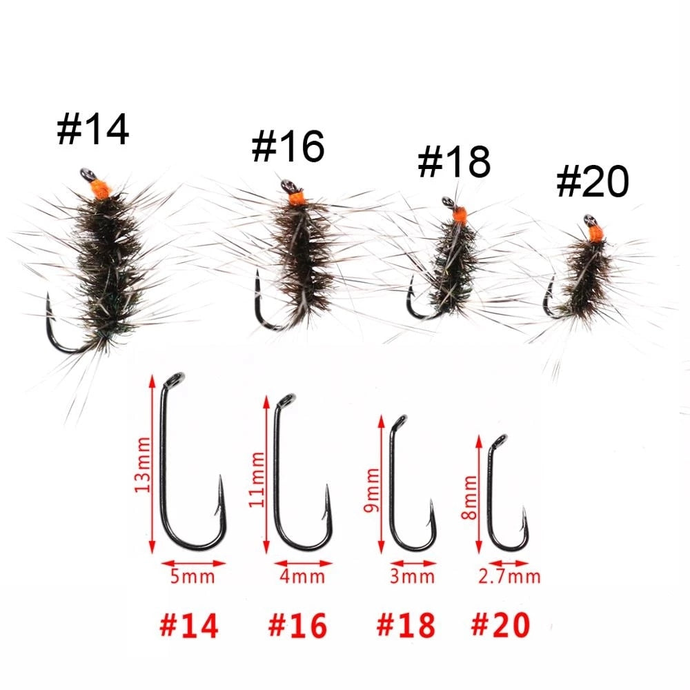 Kylebooker 6PCS Griffith's Gnat Midge Fly Dry Fly Trout Fly Fishing Perhot Syöttikoko 14 16 18 20