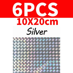 Kylebooker [6 STK] 10 cm X 20 cm holografisk selvklæbende film Flash-tape til lokkefremstilling Fluebinding Materail Rød Grøn Blå Sølv Lilla Grøn