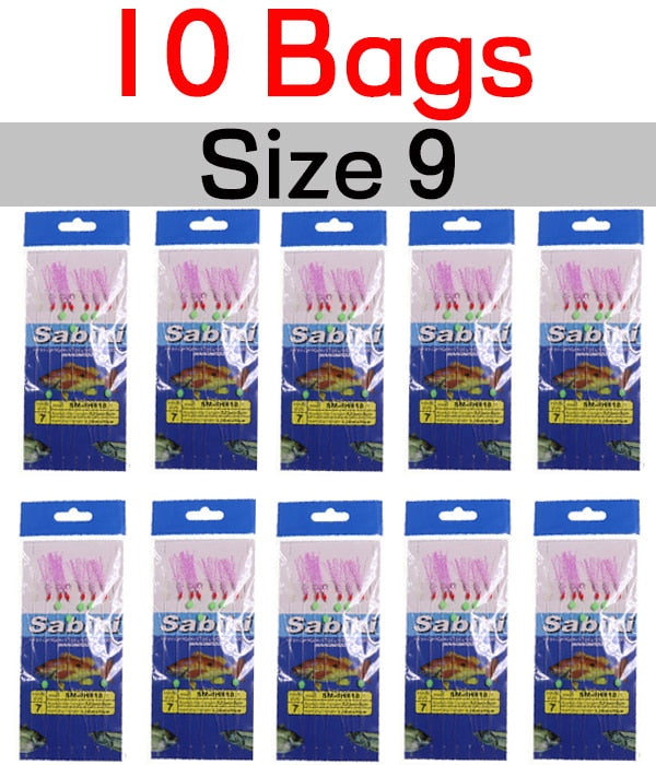 Kylebooker 10bag 6 mouches rose Flasher appât Catcher Rig Makerel Sabiki Rigs eau salée crochets de pêche artificiels leurres en gros taille 8 10 18