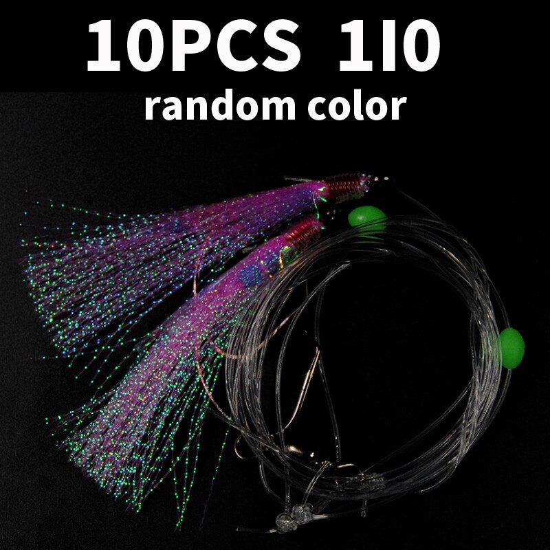 Kylebooker 10/50STK 1/0 3/0 5/0 6/0 7/0 8/0 Sabiki rigger havfiskerigger blinkrigg hver med 2 fiskekroker fiskesett Havfiskelokk