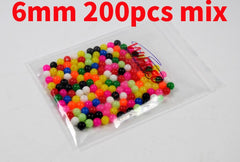 Kylebooker contas de plástico para equipamento de pesca, 200 peças de múltiplas cores misturadas para isca giratória sabiki diy 4mm 5mm 6mm 8mm 10mm