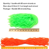 Kylebooker 60 strands/PC Fshing Lures Soft Worm Body Squirmy Wormy Fly Tying Material San Juan Worm Earthworm Baits for Trout