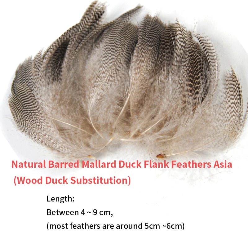 Kylebooker [ 20PCS/Bag ] Wifreo Natural Barred Mallard Duck Flank Feathers Wild Goose Hair for Fly Wings Tails Streamers Fly Tying Material