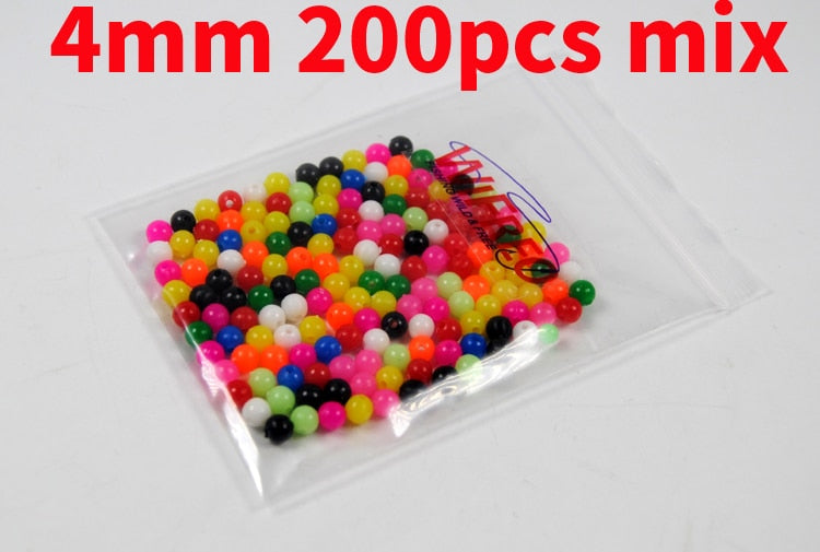 Kylebooker 200 шт. разноцветные разноцветные рыболовные снасти пластиковые бусины стопоры для приманок-спиннеров Sabiki DIY 4 мм, 5 мм, 6 мм, 8 мм, 10 мм