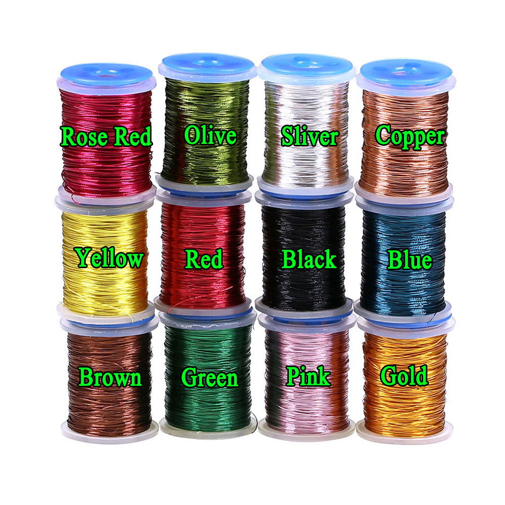 Kylebooker 0.2mm Fly Tying Round Small Copper Wire For Ribbing Weight Flash Wire Body Dubbing Brushes Brassie Metal Thread Material