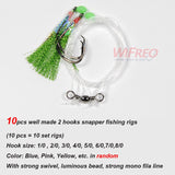 Kylebooker 10/50PCS 1/0 3/0 5/0 6/0 7/0 8/0 Sabiki rigs sea fishing rigs flasher rig each with 2 fishing hook fishing kit Sea fishing lure