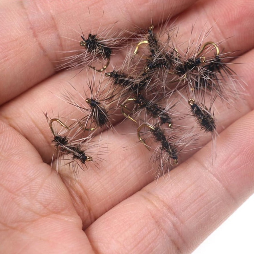 Kylebooker 6PCS Griffith's Gnat Midge Fly Dry Fly Trout Fly Fishing Flies Aas Maat 14 16 18 20