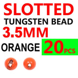 Kylebooker 20PCS 2.5mm-3.5mm Slotted Tungsten Beads Fast Sinking Beadhead For Jig Nymph lures Accessories Fly Tying Material
