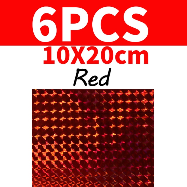 Kylebooker [6 peças] fita adesiva holográfica de 10cm x 20cm, filme flash para isca, amarração de mosca, material vermelho verde azul prata roxo verde