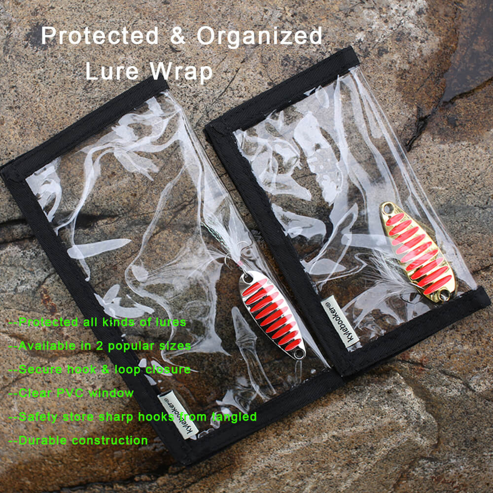 covers for fishing hooks Kylebooker 4 Packs Fishing Lure Wraps Clear PVC Protective Covers