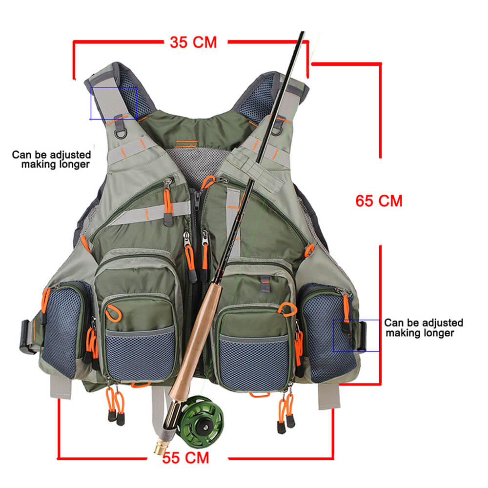 Kylebooker Chaleco de pesca de malla transpirable con múltiples bolsillos para hombres y mujeres FV01