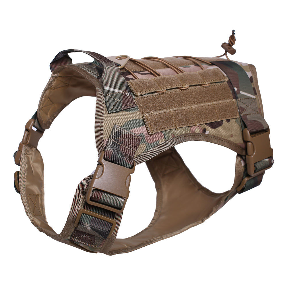 Arnês tático para cães com fivela de metal 4X, colete MOLLE para cães com alça, clipe frontal sem puxar, painel de gancho e laço para remendo personalizado para cães