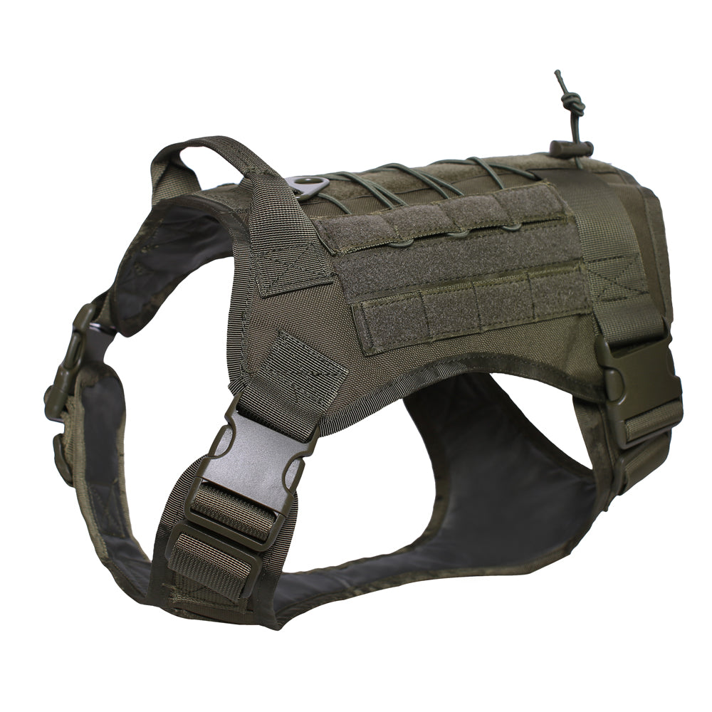 Tactical Dog Harness with 4X Metal Buckle,Dog MOLLE Vest with Handle,No Pulling Front Clip,Hook and Loop Panel for Dog Custom Patch