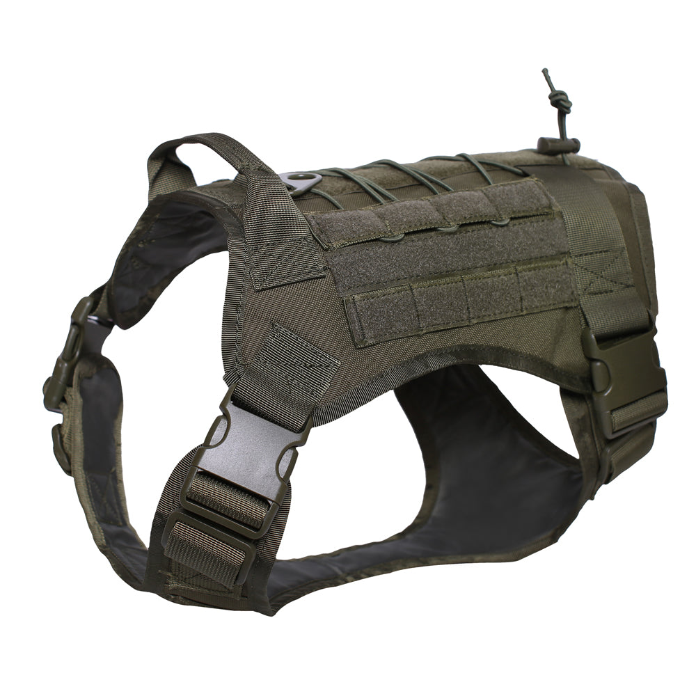 Taktisk hundesele med 4X metalspænde, Hunde MOLLE-vest med håndtag, ingen trækkende frontklemme, krog- og løkkepanel til hundetilpasset patch