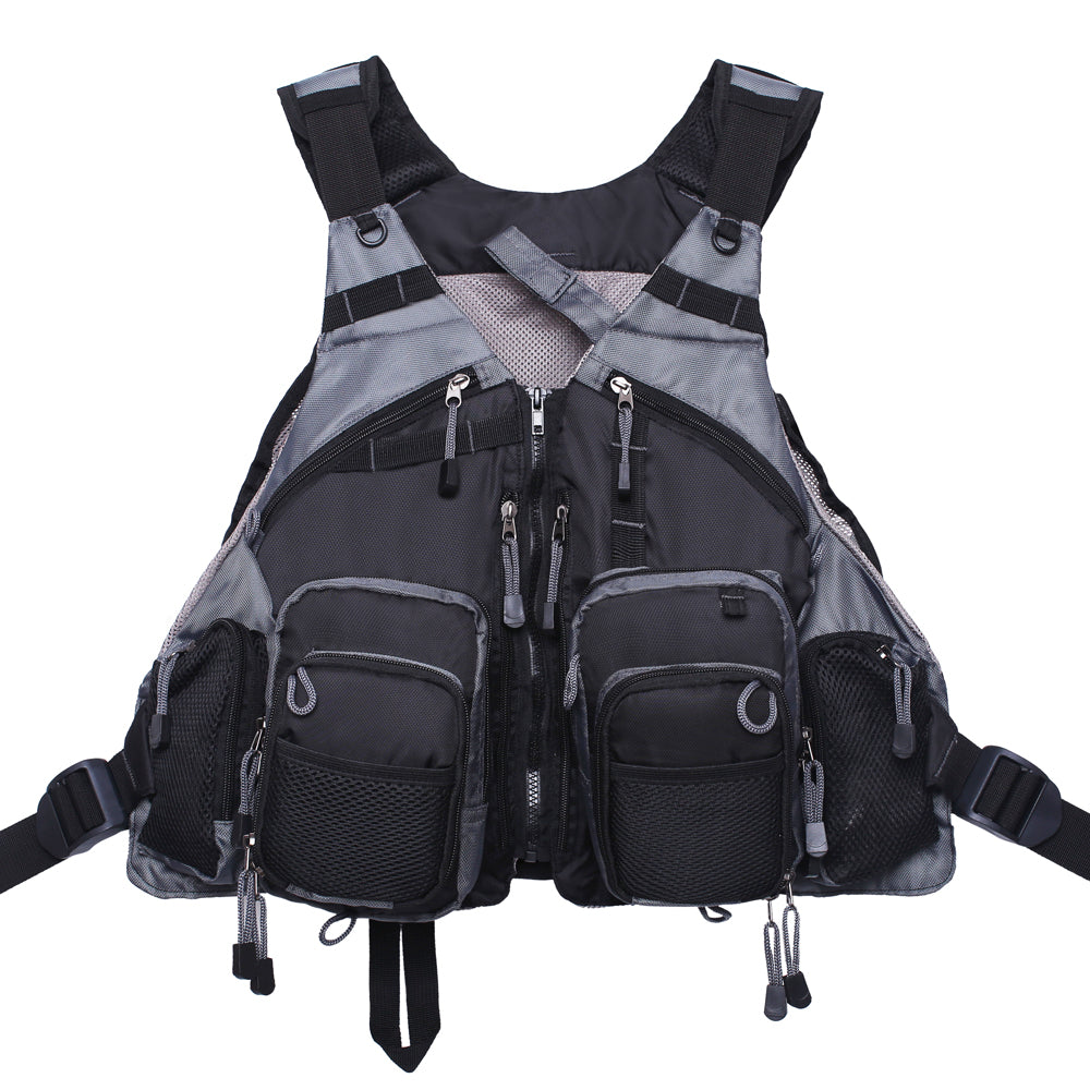 Kylebooker Breathable Mesh Fishing Vest with Multi-Pockets for Men and Women FV01 Black