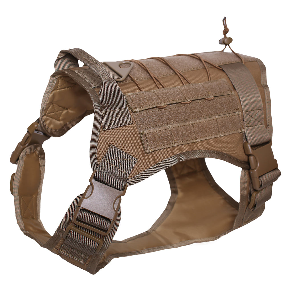 Tactical Dog Harness with 4X Metal Buckle,Dog MOLLE Vest with Handle,No Pulling Front Clip,Hook and Loop Panel for Dog Custom Patch