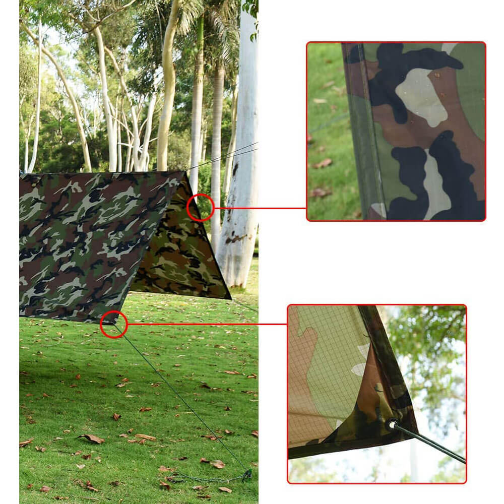 flying tent camouflage Tent Tarp Hammock Rain Fly PU Waterproof Windproof UV 50+ Sunshade Essential Survival Camping Hiking CP / 299cm*244cm